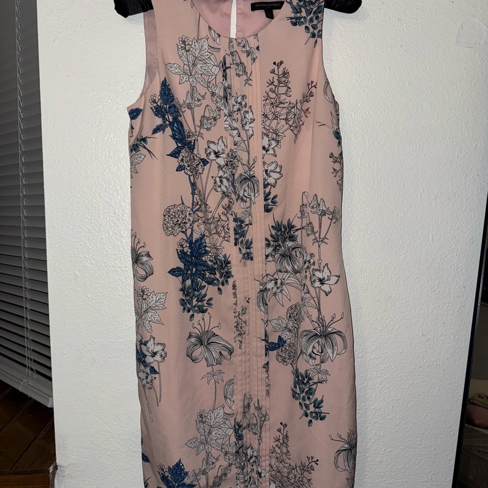 Banana Republic Pink and Blue Floral Midi Dress